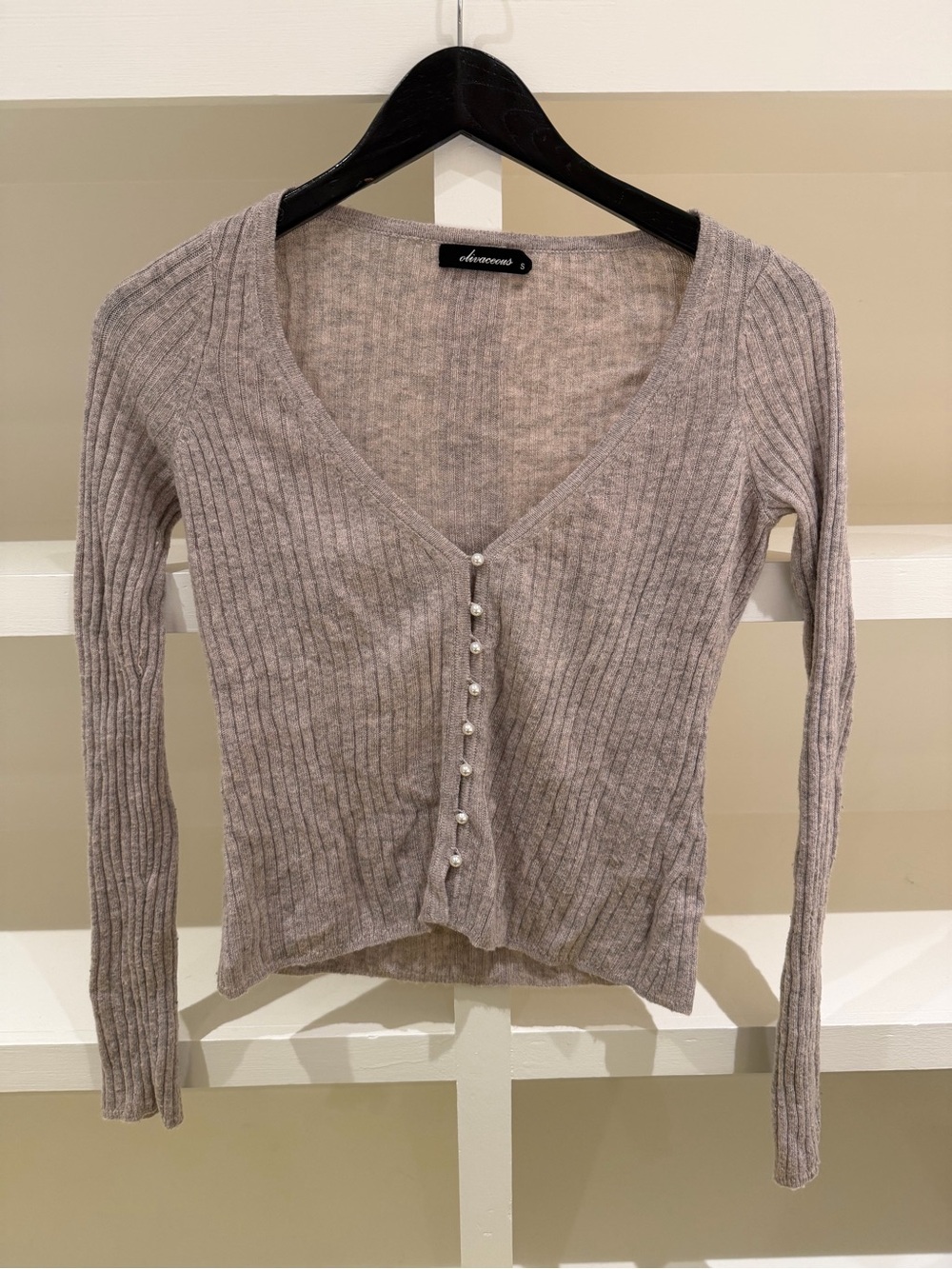 divacous ribbed brown cardigan (size small)